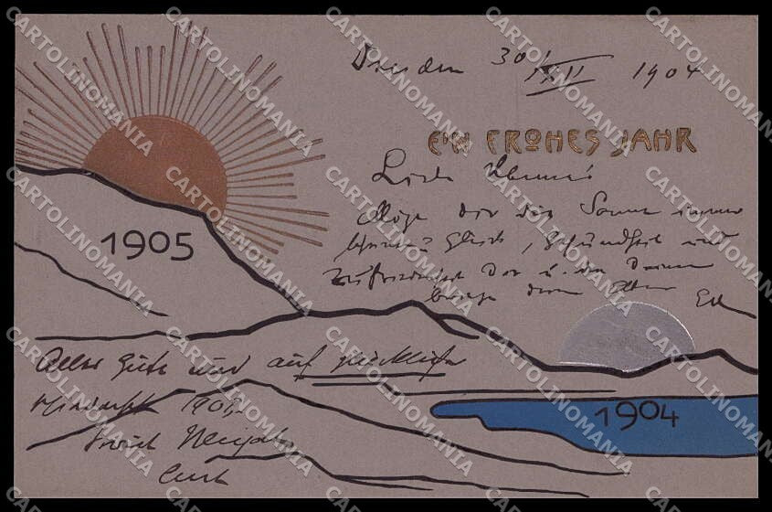 Augurale New Year 1905 1904 Relief Art Nouveau BKWI 2603 cartolina ZG8787 – fronte