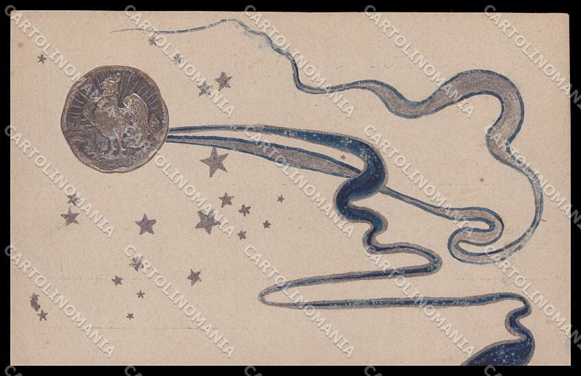 Art Nouveau Paper Moon Rooster Relief cartolina ZG8788 – fronte