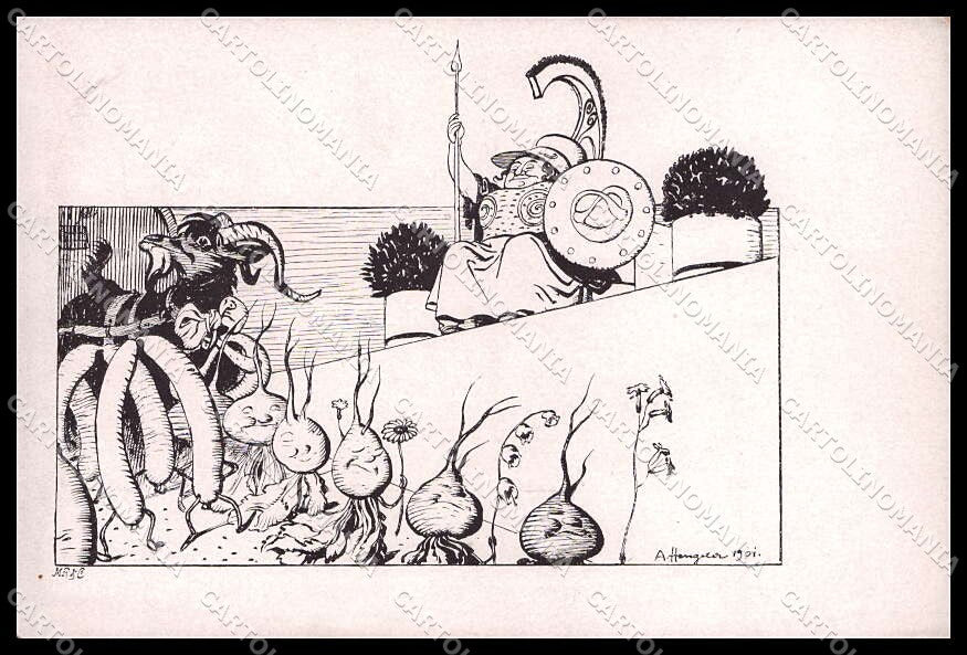 Artist Signed E. K. Ancient Anthropomorphic Vegetables Ancient Rome pc ZG8801 – fronte