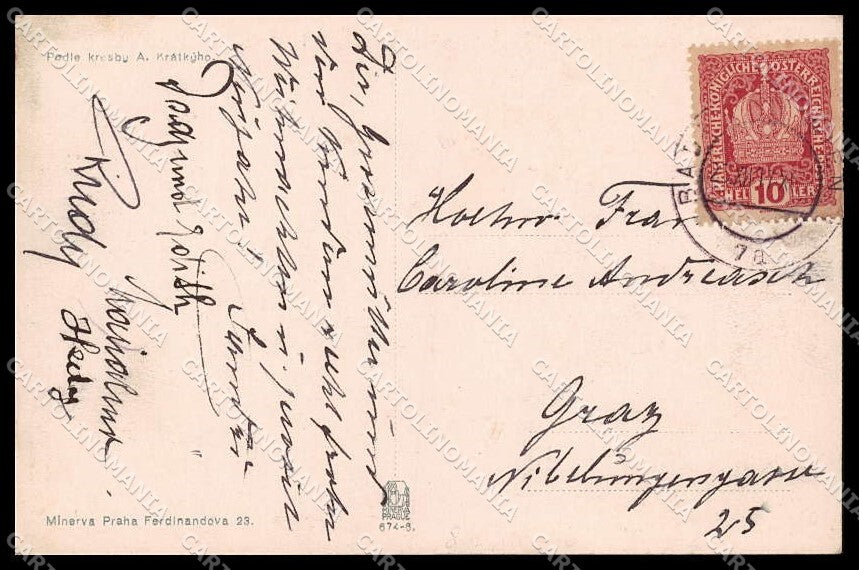 Artist Signed A. Kratkyho Secession Decor Grafica Secessionista cartolina ZG8827 – retro