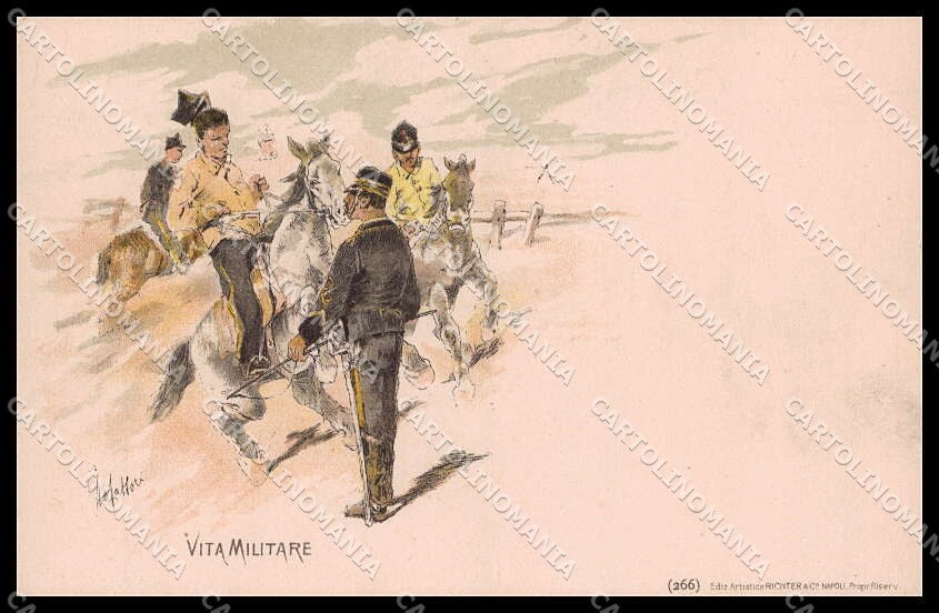 Artist Signed G. Fattori Vita Militare Horse Military Soldier cartolina ZG8834 – fronte