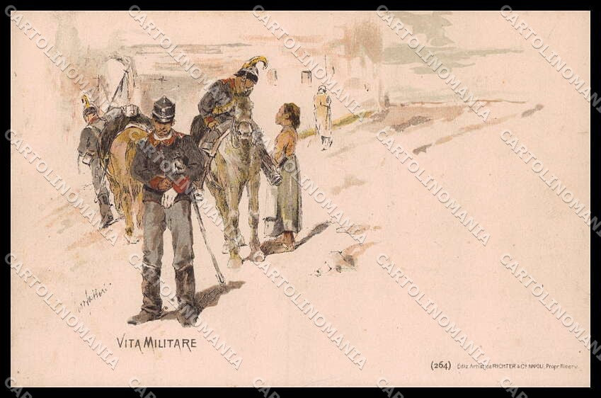 Artist Signed G. Fattori Vita Militare Horse Military Soldier cartolina ZG8836 – fronte