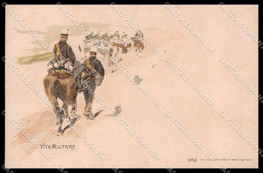 Artist Signed G. Fattori Vita Militare Horse Military Soldier cartolina ZG8837 – fronte