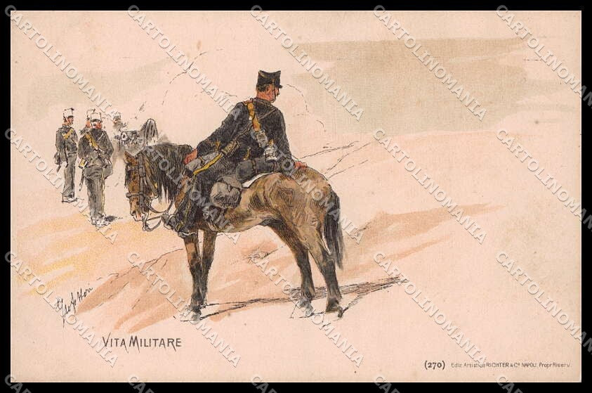 Artist Signed G. Fattori Vita Militare Horse Military Soldier cartolina ZG8839 – fronte
