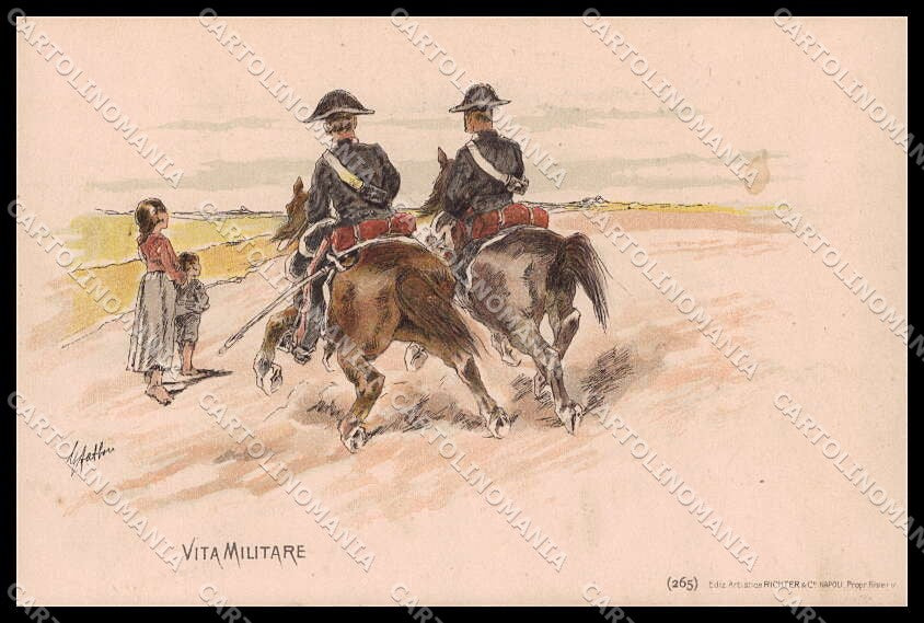 Artist Signed G. Fattori Vita Militare Horse Carabinieri cartolina ZG8840 – fronte