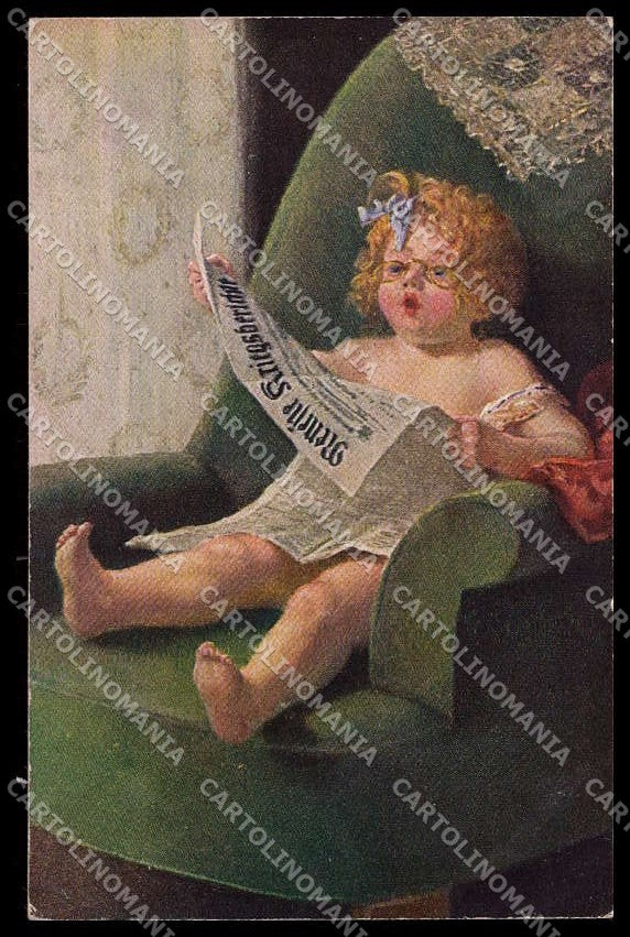 Illustratori Artist Signed Girl Newspaper serie 258 WRINKLES cartolina ZG8847 – fronte