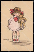 Illustratori Artist Signed H. G. L. Marsh Girl Teddy Bear Dondorf 410 pc ZG8848 – fronte