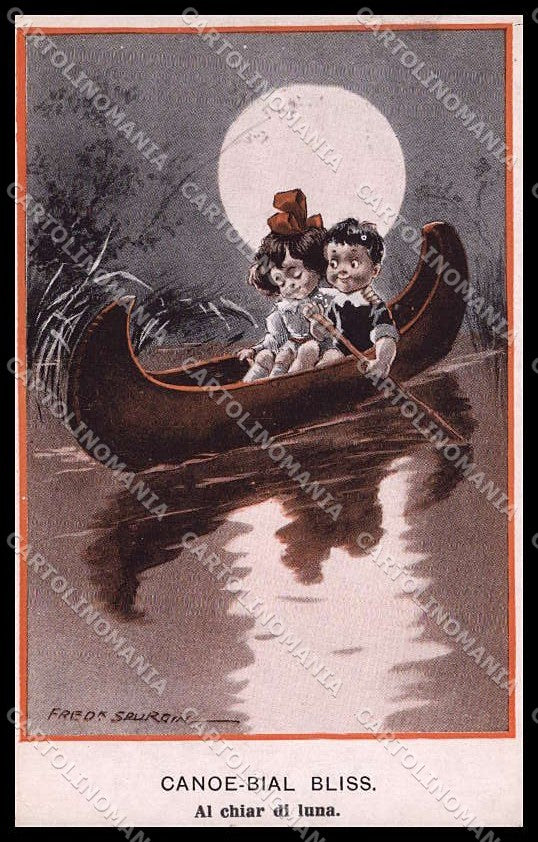 Illustratori Artist Signed Fred Spurgin Children Paper Moon serie 313 pc ZG8896 – fronte