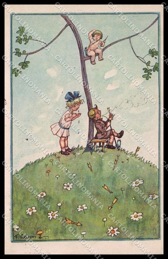 Illustratori Artist Signed F. Gareis Children Cupid BKWI 376-5 cartolina ZG8897 – fronte