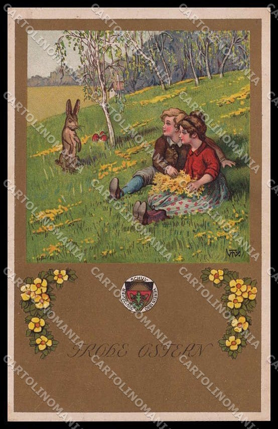 Illustratori Artist Signed Children Easter Deutscher Schulverein 157 pc ZG8906 – fronte