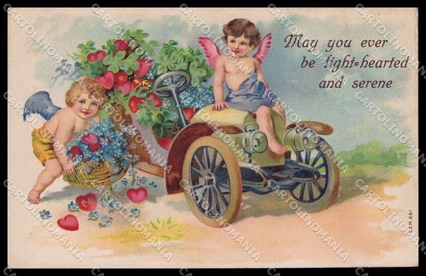 Illustratori Artist Signed Cupid Car Relief serie 681 cartolina ZG8917 – fronte