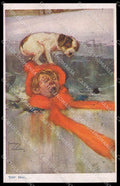 Illustratori Artist Signed Wood Lawson Boy Dog Humor Oilette cartolina ZG8928 – fronte