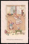 Artist Signed Inge Schott Children Easter Pittius Published pc ZG8942 – fronte