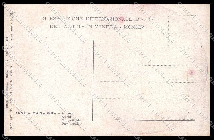 Illustratori Artist Signed A. Tadema Lady XI Expo Venezia cartolina ZG8964 – retro