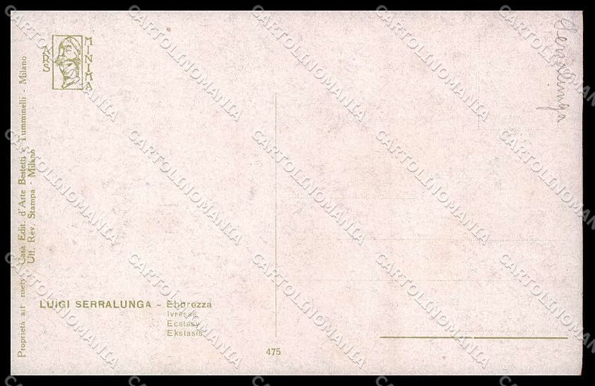 Illustratori Artist Signed Serralunga Lady Ars Minima serie 475 cartolina ZG8966 – retro