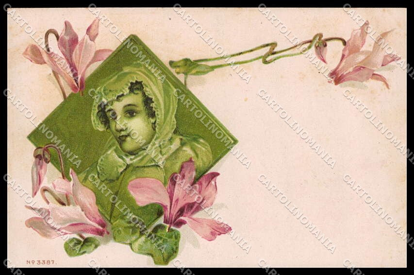 Illustratori Artist Signed Lady Art Nouveau Flowers Relief serie 3387 pc ZG8972 – fronte