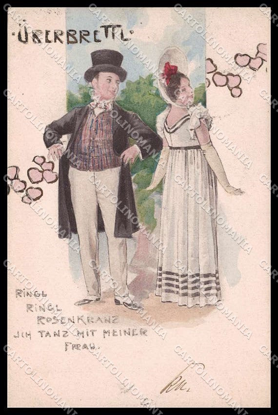 Artist Signed Uberbrettl Romantic Couple Art Nouveau serie Z-1 pc ZG8976 – fronte