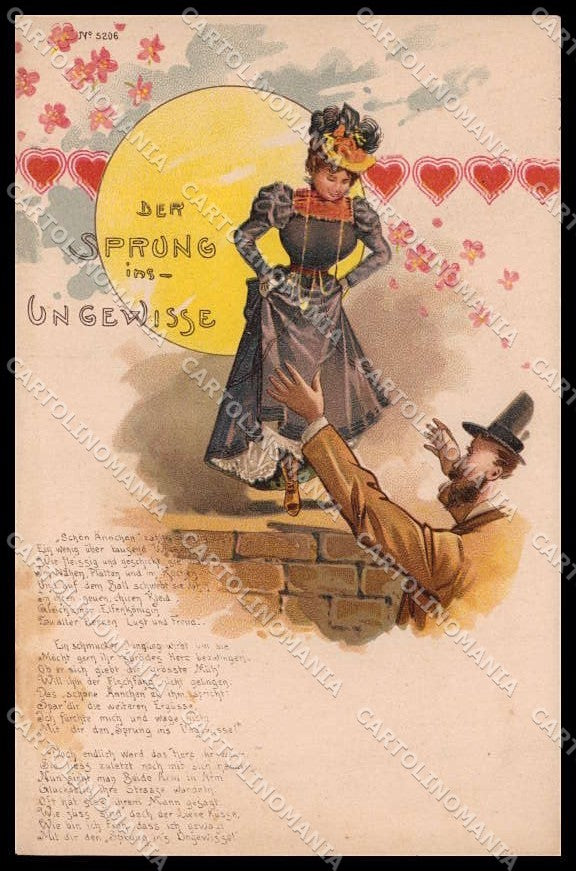 Illustratori Artist Signed Romantic Couple Art Nouveau serie 5206 pc ZG8979 – fronte