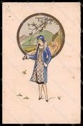 Artist Signed Fashion Lady Art Deco Mode Hand Painted 4290 pc ZG8983 – fronte