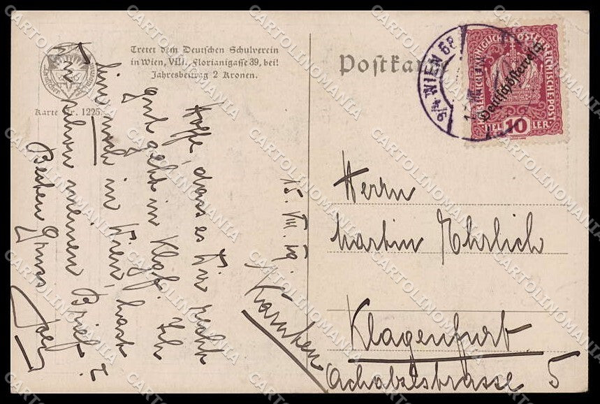 Artist Signed Koehler Couple Deutscher Schulverein 1225 CORNER CREASED pc ZG8986 – retro