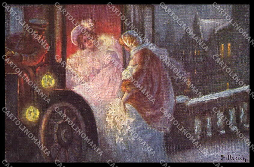Illustratori Artist Signed Ulreich Lady Car BKWI serie 463-3 cartolina ZG8990 – fronte