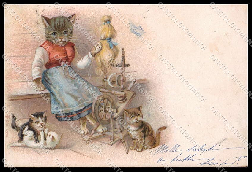 Illustratori Artist Signed Dressed Cat serie 6998 cartolina ZG9022 – fronte