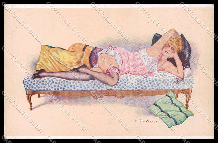 Artist Signed F. Fabiano Risque Lady Paresse serie 5-22 WRINKLES pc ZG9042 – fronte
