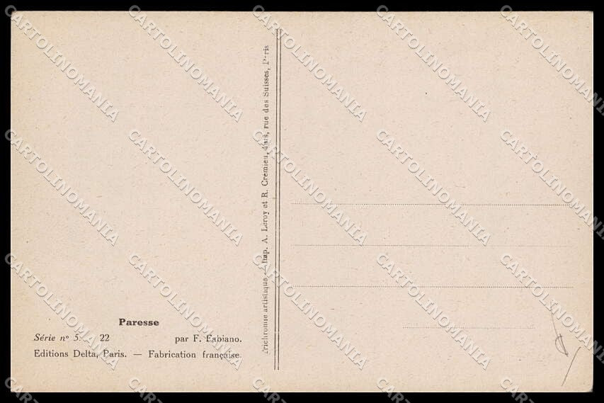 Artist Signed F. Fabiano Risque Lady Paresse serie 5-22 WRINKLES pc ZG9042 – retro