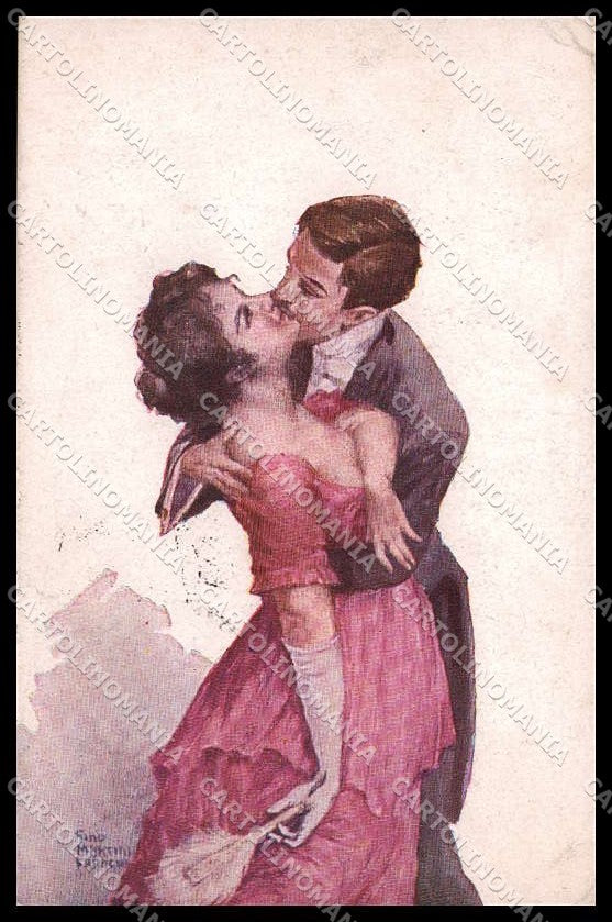 Illustratori Artist Signed G. M. Franchi Romantic Couple serie 136-2 pc ZG9047 – fronte