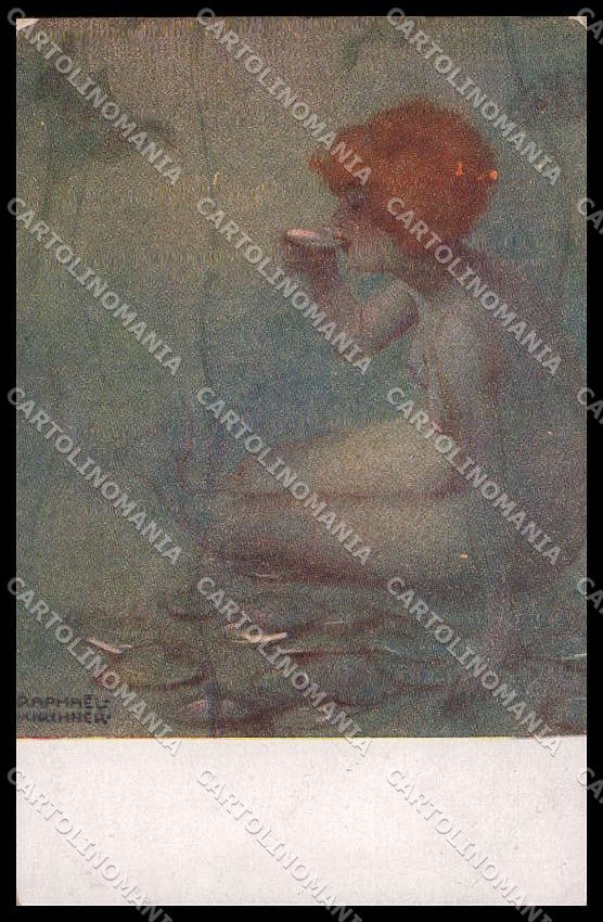 Illustratori Artist Signed Raphael Kirchner Nude Lady Ondine serie 31 pc ZG9055 – fronte