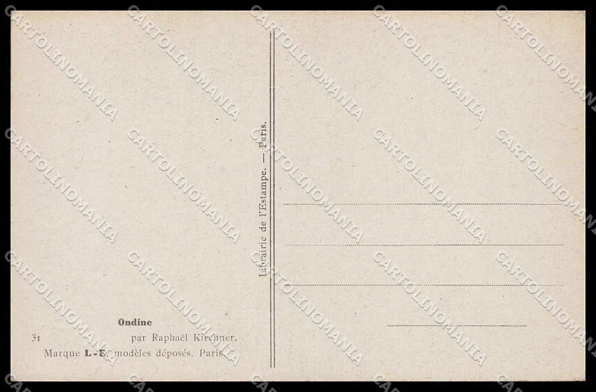 Illustratori Artist Signed Raphael Kirchner Nude Lady Ondine serie 31 pc ZG9055 – retro