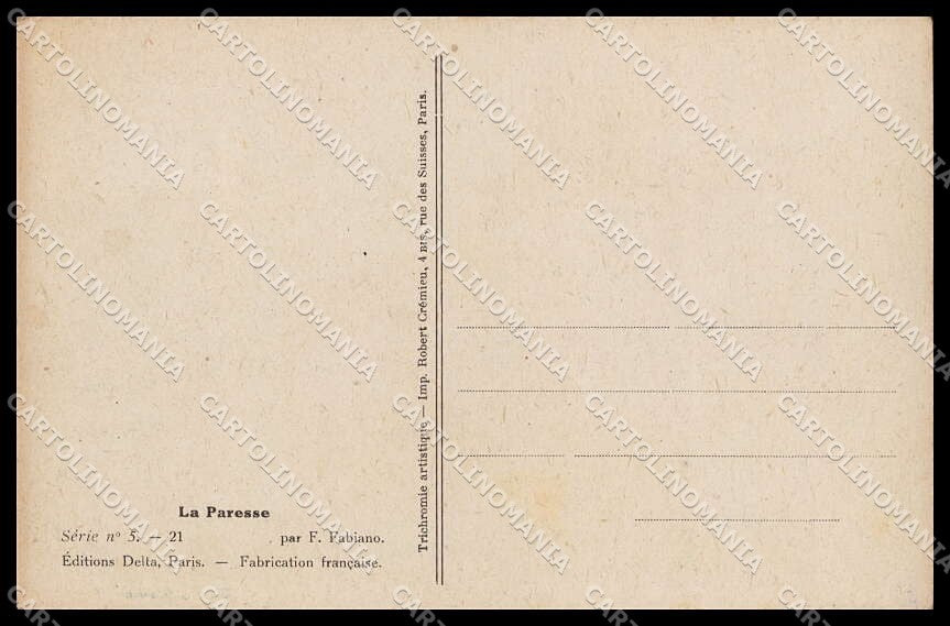 Artist Signed F. Fabiano Risque Lady Paresse serie 5-21 cartolina ZG9056 – retro