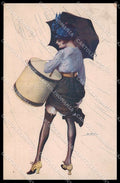 Illustratori Artist Signed Leo Fontan Risque Lady serie 164 CREASED pc ZG9065 – fronte
