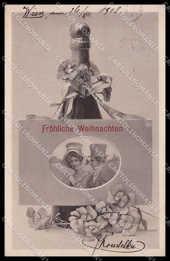 Illustratori Artist Signed Viennoise Couple BKWI 2502-4 cartolina ZG9096 – fronte
