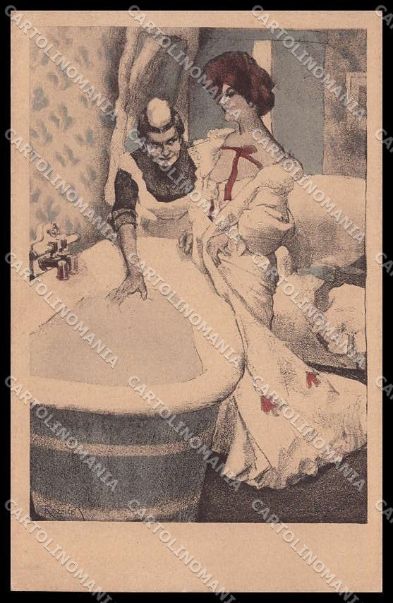 Artist Signed Reznicek Lady Art Nouveau Simplicissimus XI-4 WRINKLES pc ZG9097 – fronte