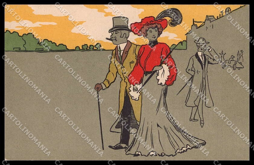 Artist Signed Lady Man Art Nouveau serie 1646 CORNER CREASED pc ZG9102 – fronte