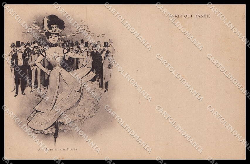 Illustratori Artist Signed J. Wely Lady Dance Paris cartolina ZG9107 – fronte