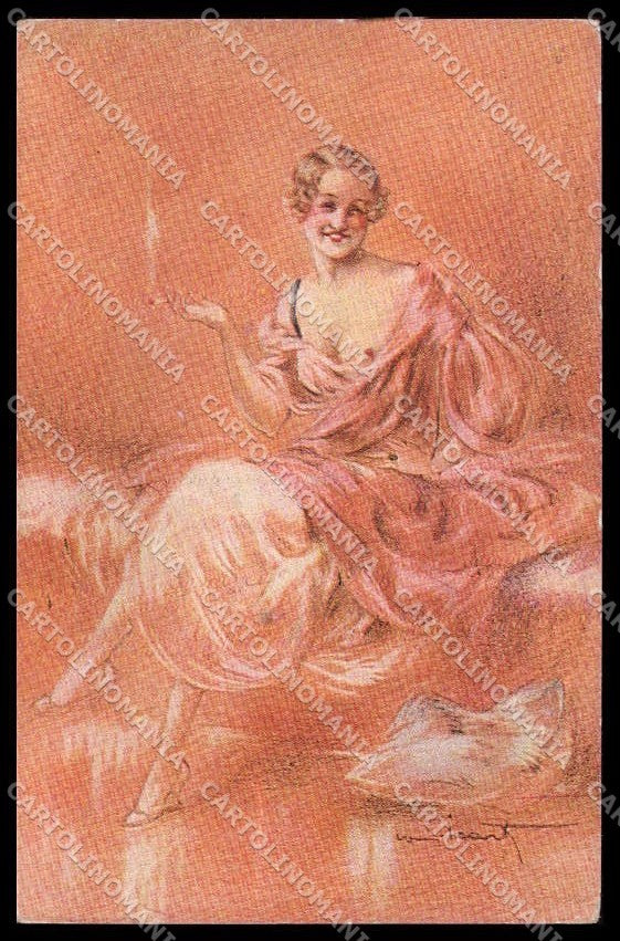 Illustratori Artist Signed Louis Icart Lady serie 48 CORNER CREASED pc ZG9116 – fronte
