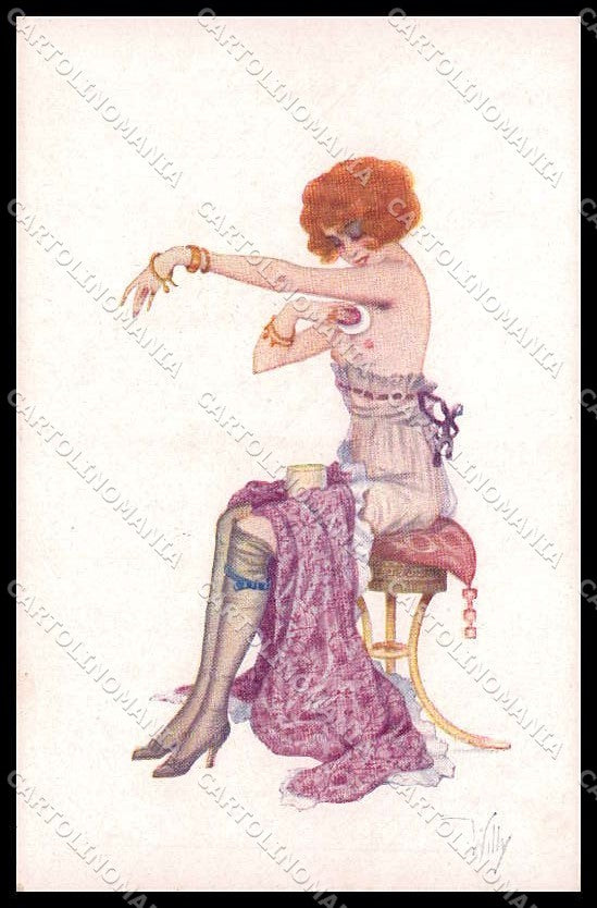 Illustratori Artist Signed Willy Risque Lady Puff serie 7509 cartolina ZG9119 – fronte