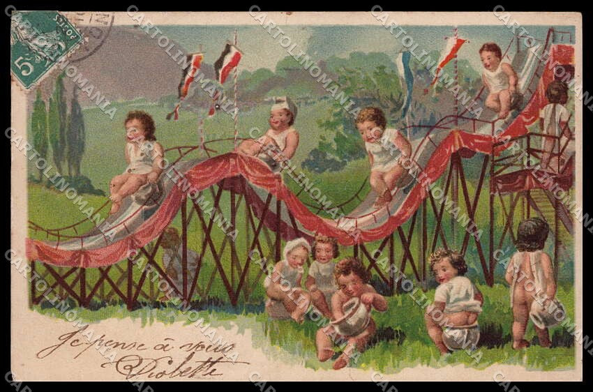Illustratori Artist Signed Children Chamber Pot Luna Park cartolina ZG9141 – fronte