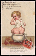 Illustratori Artist Signed Children Chamber Pot CREASED cartolina ZG9147 – fronte