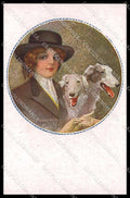 Artist Signed Monestier Lady Borzoi Dog serie 36-6 WRINKLES pc ZG9174 – fronte