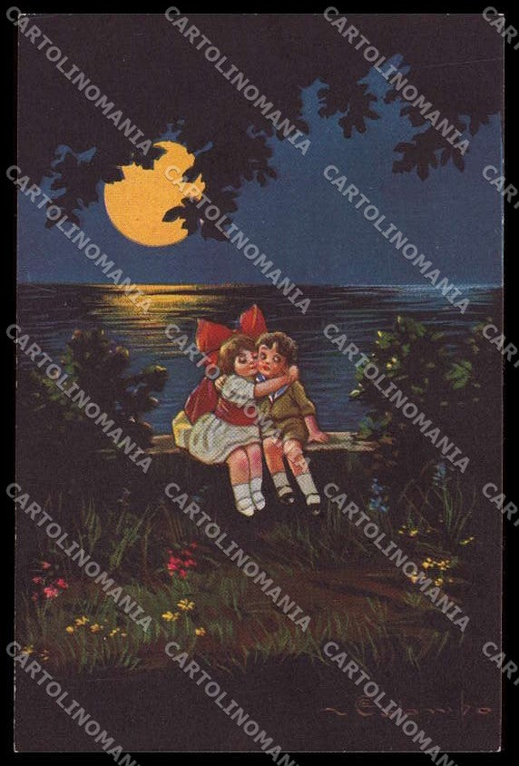 Illustratori Artist Signed Colombo Children Paper Moon serie 1743-1 pc ZG9187 – fronte