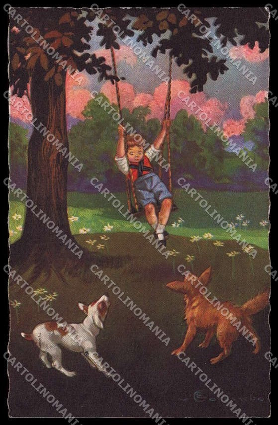 Illustratori Artist Signed Colombo Child Dog serie 1740-1 cartolina ZG9188 – fronte