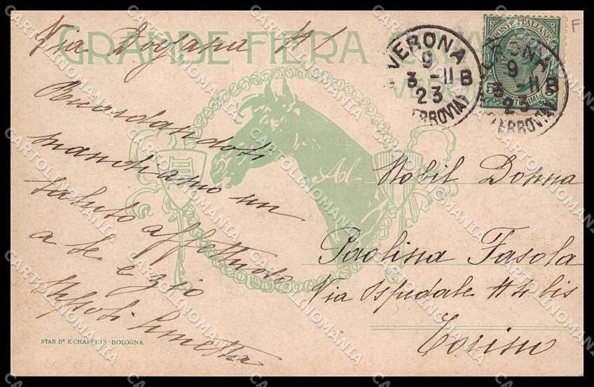 Verona Fiera dei Cavalli Codognato Art Nouveau cartolina ZG9193 – retro