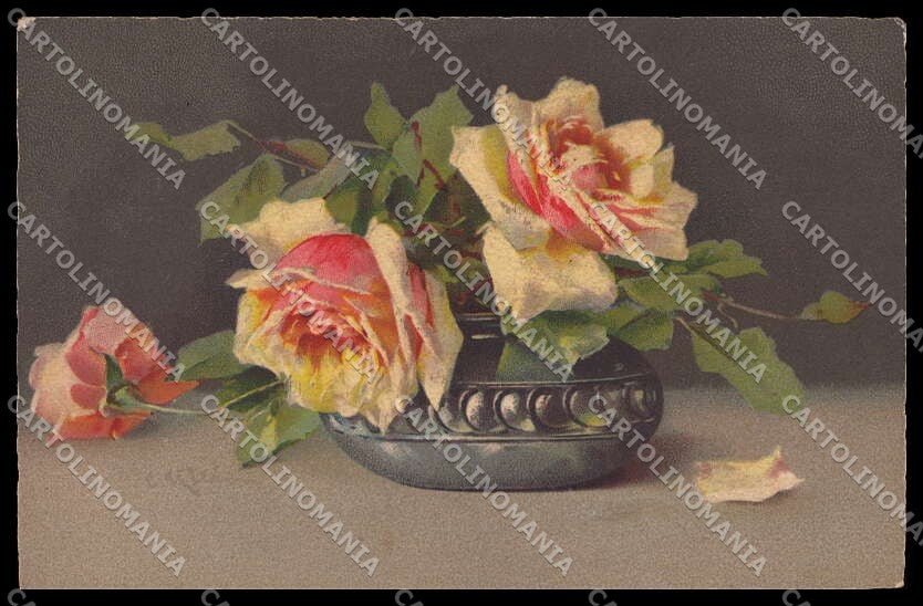 Artist Signed Catharina Klein Flowers Meissner & Buch 2459 cartolina ZG9206 – fronte