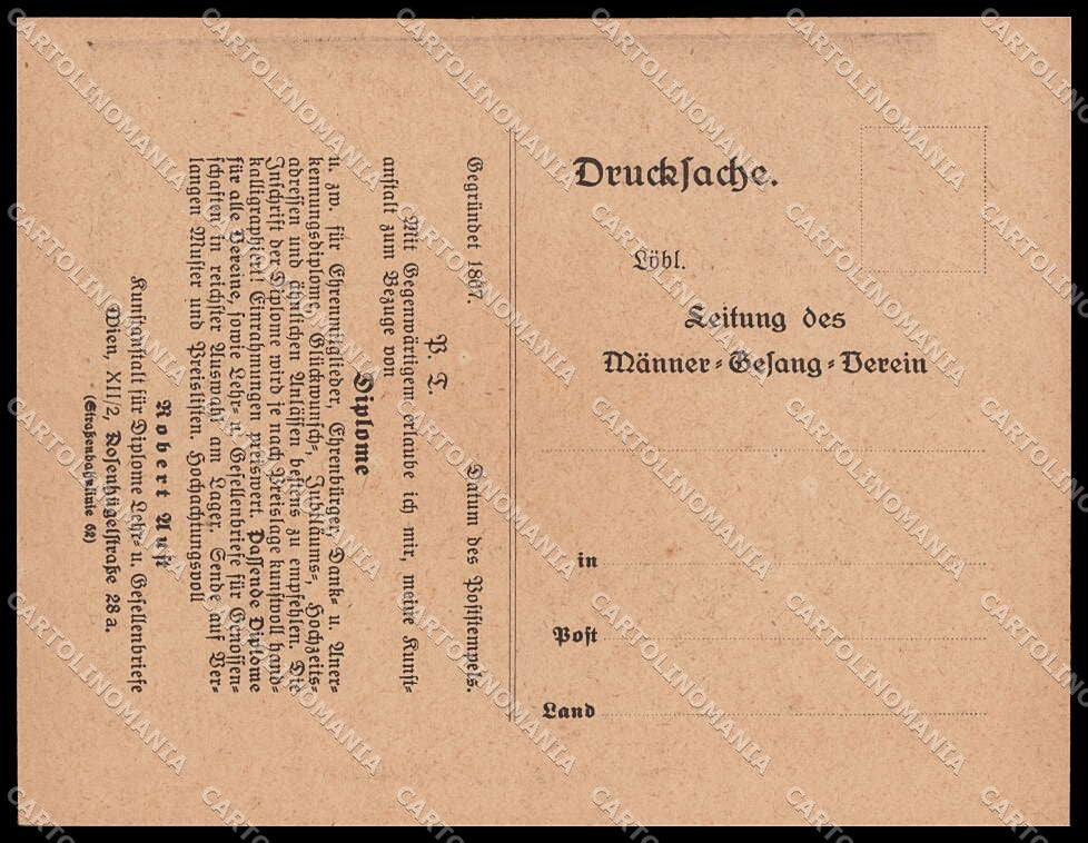 Wien Winkel Kunstanstalt fÃ¼r Diplome 16x12 cmcartolina ZG9207 – retro