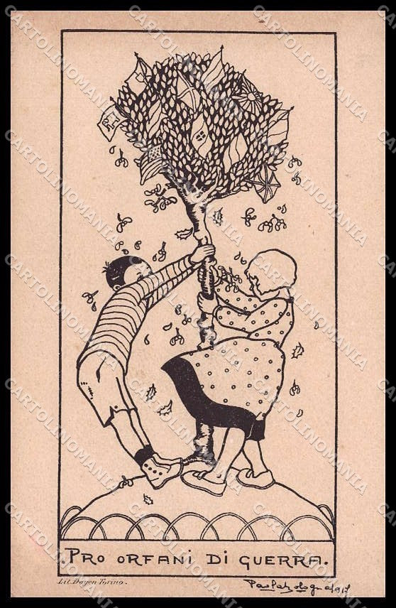 WWI WW1 Pro Orfani di Guerra Paola Bologna Flags Bambini cartolina ZG9216 – fronte