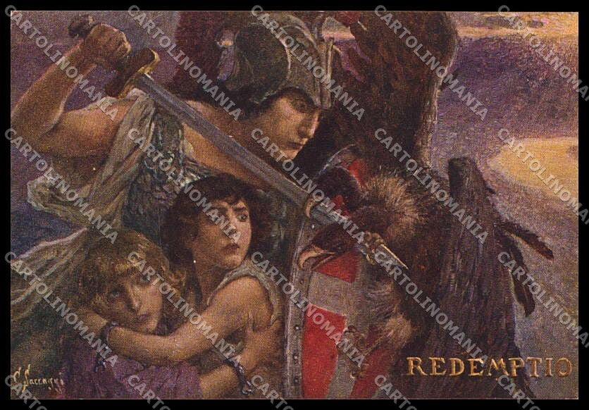 WWI WW1 Italian Propaganda Anti Austrian Saccaggi Redemptio cartolina ZG9224 – fronte