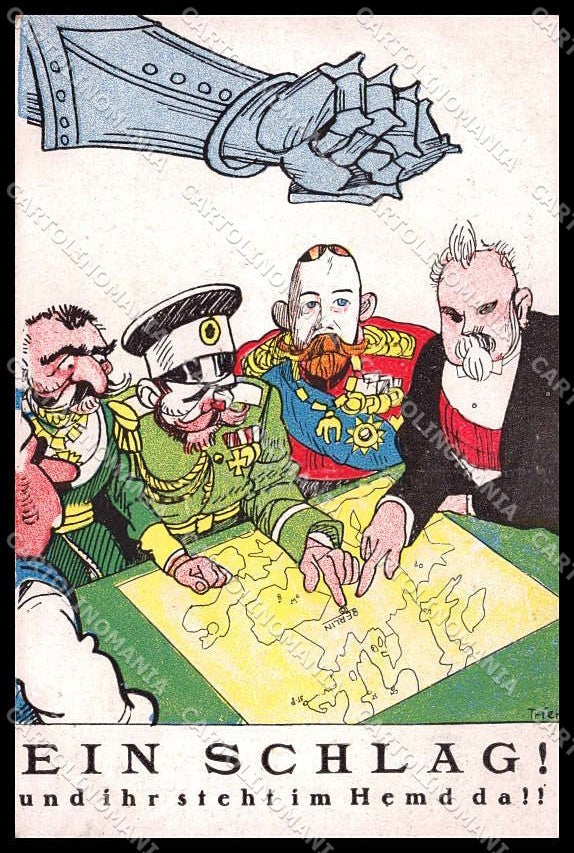 WWI WW1 German Propaganda Berlin Anti Serbia Russia Trier cartolina ZG9229 – fronte